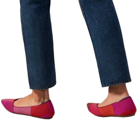 Rothys Flats Womens 12.5 Pink Point Knit Metallic Pomegranate Patchwork Colorful - Picture 10 of 15